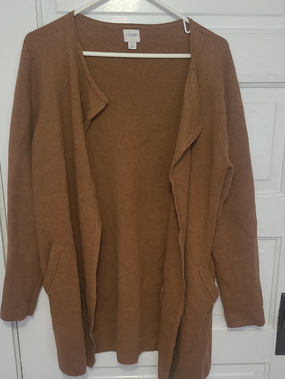 J. Crew Open-Front Cardigan in Camel Brown